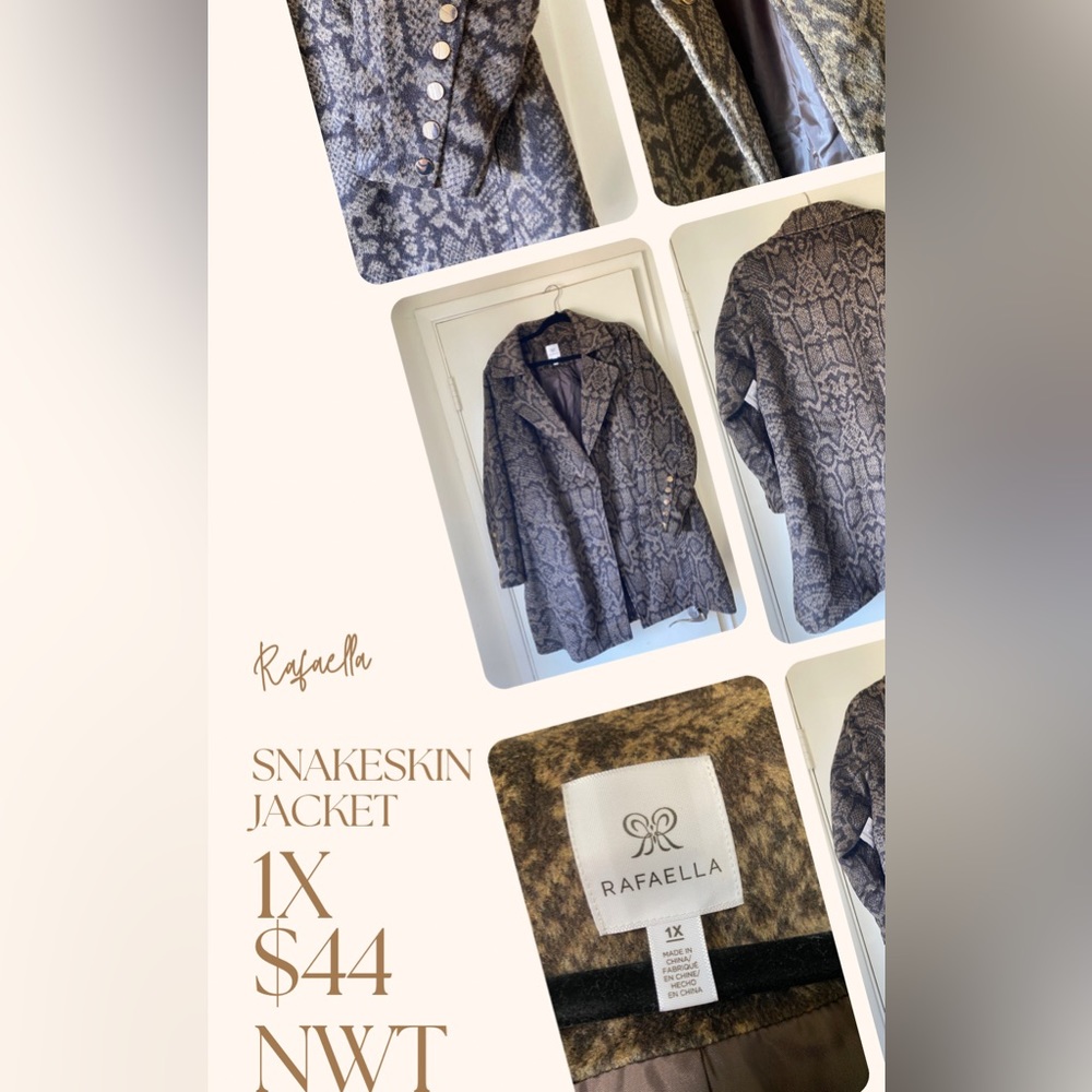 Rafaella snakeskin print fall jacket size 1X